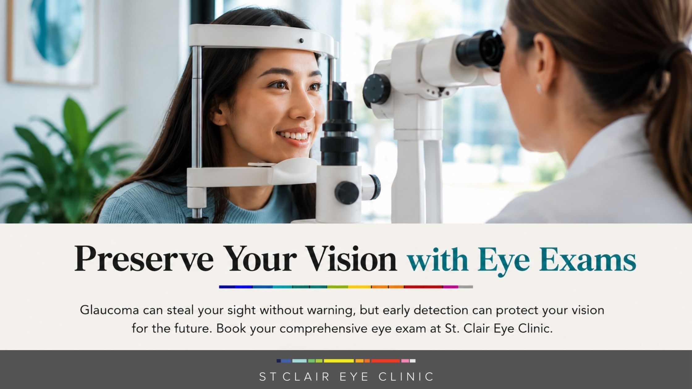 Patient receiving an eye examination at St. Clair Eye Clinic, highlighting the importance of early glaucoma detection and regular comprehensive eye exams