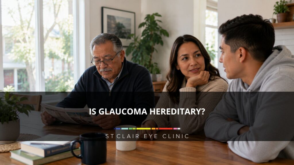 Three generations of a family together at home, representing the hereditary and family history risk factors associated with glaucoma